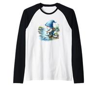 Fishing Scene With Fisherman Gnome Grandpa For Fishing Lover Camiseta Manga Raglan