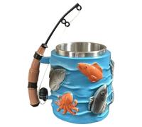 Fisĥing -Themed 3D Embossed Resin Mug - Realistic Line Pattern With Rotating Fishing Rod Handle | Unîque Fishîng Gift For Men And Anglers | Multi-Functional Cup For Coffee Tea Wine Or Holding Chocolat