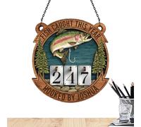 Fishing Tracker Sign - Wooden 999 Count Board | Fish Caught This Year Counter with Rustic Style, Decorative Wall Sign for Dad Grandpa Husband Angler, Lake House Cabin Living Room Bedroom Birthday Gift