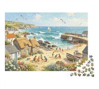 Fishing Village Jigsaw Puzzles 1000 Piezass Material Reciclable Coastal Bay Adultos Jigsaws Developing Boy & Girl‘s Intelligence Padre Hijo Game Actividad 70x50cm/1000pcs