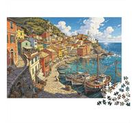 Fishing Village Puzzle 1000 Piezas Material Reciclado Italian Coast Puzzles for Boy & Girl Ages 6 Years Up Juego Educativo Desafío Parent Child Toy 38x26cm/1000pcs