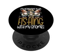 Fishing with My Gnomies Retirement Fishing Grandpa Life PopSockets PopGrip Adhesivo
