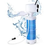 fishkeeper Filtro interior para acuario de varias etapas, filtro multifunción 4 en 1 con flujo ajustable, oxígeno y ondas, con esponja de filtro lavable y rejilla de protección para peces