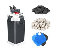 Fishnanny Filtro externo para peceras ultra silencioso, recipiente de filtro externo para acuario con medios de filtro, cartucho de filtro de acuario incluye esponja, biobola, carbón activado, 25 W