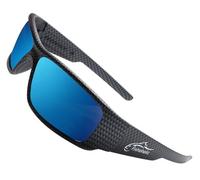Fishoholic - Gafas de sol polarizadas para pesca con 5 opciones de color, con estuche, regalo de pesca UV400, Fibra de carbono negra, XL
