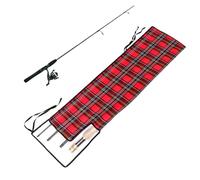 FishPole Sleeve - de 4 Compartimentos, 33 Pulgadas FishingRod Case, Durable Protective Storage | Secure Rod Storage For Boat Shore Travel Lake River Outdoor fishingTrips Gadgets, Red Grid