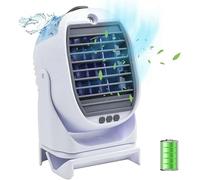 FISHTEC Aire Acondicionado Móvil - Niebla, Refrigerador y Ventilador Portátil Recargable USB - 3 Velocidades - Silenciador - 2 Depósitos de Agua - Rotación 360°