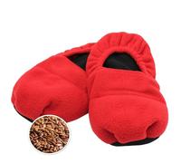 Fishtec - Pantuflas térmicas para microondas y forros polares rojos - Talla 36/40 Unisex - Pantuflas confortables que retienen el calor - Semillas de lino y lavanda perfumadas