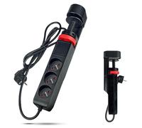 FISHTEC - Regleta de mesa vertical con 3 tomas + 2 USB A y 1 USB C, con interruptor y empotrable, para fijar plano horizontal - Parte empotrable - Montaje ajustable hasta 5 cm