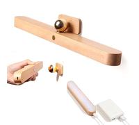 FISHTEC - Regleta LED recargable de madera de haya, iluminación táctil ajustable, portátil y orientable, ideal para dormitorio, cocina, vestidor y oficina