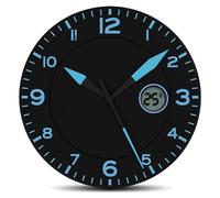 Fishtec Reloj de Pared Diseño Moderno - Reloj con Temperatura Digital - Adecuado para la Cocina, la Oficina, el Salón o el Dormitorio - 25 cm - Negro y Azul