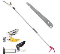 FISHTEC - Tijeras de podar de jardín telescópicas, extensible, 1,37 a 2,2 m + sierra de podado de árbol - desconectador - Tamaño y corte ramas, hoja de acero + yunque de prehensión - Mango de aluminio