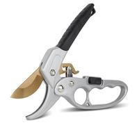 FISHTEC - Tijeras de podar para jardín (titanio, con cremallera ergonómica, antideslizante, corte nette y franca, con ramas de hasta 20 mm, resistente, cierre de secreción, 20 cm), color gris