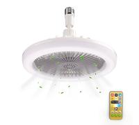 Fishtec - Ventilador de techo luminoso - Luz de foco orientable 72 LEDS - Casquillo E27 - Mando a distancia - Gestión de intensidad luminosa, velocidad de ventilación y temporizador