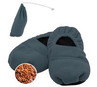FISHTEC - Zapatillas calefactoras Semillas de lino de microondas 12 min, efecto frío/calor, tejido polar ultra suave, talla 4145, bolsa incluida, comodidad y relajación diaria