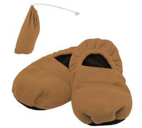 FISHTEC - Zapatillas térmicas, forro polar, color marrón | Relleno de semillas de lino, efecto refrescante refrigerador, funda de almacenamiento, talla 36-40, relajación de pies