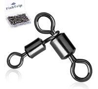FishTrip Aparejos de pesca giratorios de 3 vías - 50 piezas de giro en T negro giratorio de tres vías resistente agua salada para plataformas de bagre (6 x 7#)