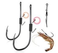 FishTrip Baitholder - 20 anzuelos fijos de camarón vivo de acero al carbono con vástago largo para bagre y lubina 2/0