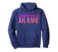 Física Cuántico Estudiante Nerd Muerto Vivo Schrödinger Cat Sudadera con Capucha, Unisex para Adultos, Azul Marino, XXL