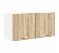 Fisinber Armario colgante de roble Sonoma 80 x 31 x 40 cm de robusto material de madera de diseño moderno con 2 puertas, amplio espacio de almacenamiento para cocina, comedor y encimeras