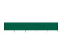 Fisinber Cortavientos plegable de 5 piezas, 600 x 80 cm, de tela no tejida con estacas de madera, protección visual estable y paravientos para camping, jardín, playa y terraza, color verde