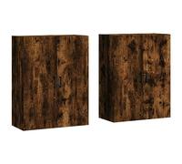 Fisinber Juego de 2 armarios colgantes de roble ahumado, 69,5 x 34 x 90 cm | Juego de 2 armarios colgantes de madera que ahorran espacio. Ideal para sala de estar, dormitorio y estudio.