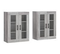 Fisinber Juego de 2 armarios colgantes Sonoma, 69,5 x 34 x 90 cm, color | Elegante juego de 2 armarios colgantes con puertas de cristal para salón y pasillo. Crea espacio de almacenamiento que ahorra