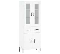 Fisinber Juego de 2 armarios de madera (69,5 x 34 x 180 cm), color blanco | Armario versátil con cristal y patas de metal para sala de estar y dormitorio. Mucho espacio de almacenamiento en diseño