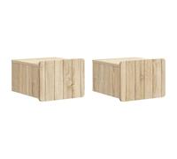 Fisinber Juego de 2 mesitas de noche de pared, roble Sonoma, 33 x 34,5 x 24 | Consolas colgantes para dormitorio que ahorran espacio con cajón y compartimento de madera resistente de estilo vintage.