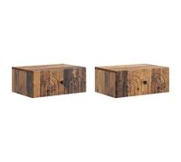 Fisinber Juego de 2 mesitas de noche montadas en la pared, aspecto de | Consola colgante para dormitorio y sala de estar con 2 cajones de madera de estilo vintage.