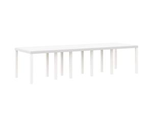 Fisinber Mesa de jardín blanca 300 x 100 x 73 cm polirratán mesa de comedor | Moderna mesa de exterior para jardín y terraza. Marco de acero estable con elegante trenzado en color blanco para dar un