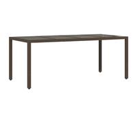 Fisinber Mesa de jardín de ratán sintético con tablero de cristal, color | Mesa de comedor grande para patio y jardín con tablero de cristal duro resistente y estructura de acero con recubrimiento en