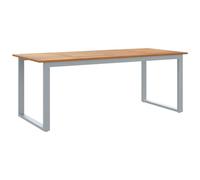 Fisinber Mesa de jardín gris 200 x 90 x 75 cm madera maciza de acacia | Mesa de comedor grande para patio y jardín, fabricada en madera de acacia resistente con estructura de acero resistente
