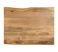 Fisinber Mesa de madera de mango 90 x 80 x 2,5 cm con borde de árbol, rústico, para cocina, comedor, escritura, sofá, mesa de jardín, vetas únicas, fácil de limpiar, moderno