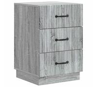 Fisinber Mesita de noche Sonoma gris 43x41x63,5 cm Madera | Cómoda de noche compacta de estilo vintage para tu dormitorio con 3 cajones para un almacenamiento cómodo.
