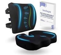 Fisiopibu Pack Cojin Silla Oficina + Cojin Lumbar + Regalo PDF de Ejercicios|Cojín para Coxis|Respaldo Lumbar Silla Oficina|Cojin Antiescaras|Ortopedico|Viscoelastico|Gaming|Funda Lavable a máquina