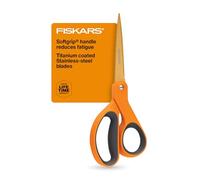Fiskars 01-004244J Premier Softgrip Tijeras rectas de titanio para adultos, 20,3 cm, naranja, acero inoxidable, paquete de 1