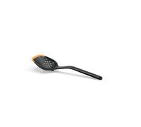 Fiskars 1027302 Cuchara escurridora, 30 cm, Plástico/Silicona, Functional Form, Negro/Naranja