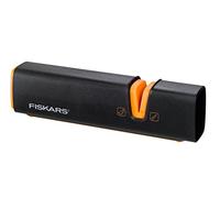 Fiskars Afilador de cuchillos para el afilado de hojas de acero, Piedra de moler cerámica, Edge, Roll-Sharp, Negro/Naranja, 1003098