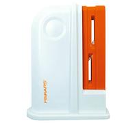 Fiskars Afilador de Tijeras Universal, para Tijeras para Diestros y Zurdos, Afilador de cerámica/Cubierta de plástico, Blanco/Naranja, 1020499