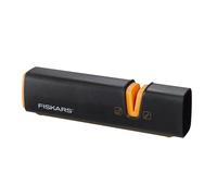 Fiskars Afilador de cuchillos para el afilado de hojas de acero, Piedra de moler cerámica, Edge, Roll-Sharp, Negro/Naranja, 1003098