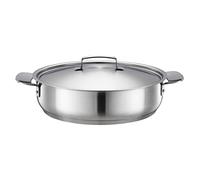 Fiskars Asador con tapa, Ø 28 cm, Con revestimiento, Apto para todas las placas de cocción, Acero inoxidable reciclado, All Steel, Plateado, 1064749