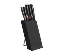 Fiskars Bloque de cuchillos con 5 cuchillos, Ancho: 15,5 cm, Alto: 37 cm, Madera de abedul, Negro, Edge, 1003099