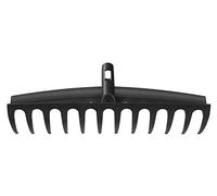 Fiskars Cabezal de Rastrillo, 12 Dientes, Conectable con el mango Solid de Fiskars, Ancho: 41 cm, Dientes de Plástico, Negro, Solid, 1014917