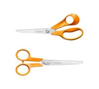 Fiskars Classic 1082450 - Juego de tijeras universales (21 cm, tijeras universales de 16 cm, cuchillas de precisión de acero inoxidable, mangos ergonómicos, ideal para papel, tela y trabajo de oficina
