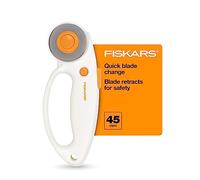 Fiskars Cortador giratorio de cambio rápido de 45 mm para tela, hoja de corte giratoria de acero, suministros de manualidades, relleno de calcetines, proyectos de manualidades, costura y acolchado,