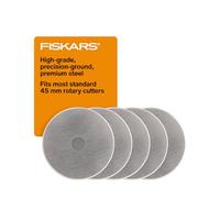 Fiskars Cuchillas giratorias de 45 mm (paquete de 5) - Repuesto de cuchilla de corte rotativa - Proyectos de manualidades, costura y acolchado - Gris