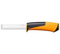 Fiskars Cuchillo de carpintero, Incluye funda con afilador, 22,4 cm | Longitud total: 22,4 cm, negro/naranja/amarillo, 1023622