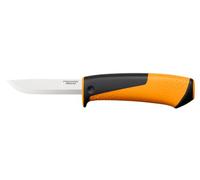 Fiskars Cuchillo universal, Incluye funda con afilador, 21,5 cm | Acero inoxidable/Plástico, Color: Negro/Naranja, 1023619