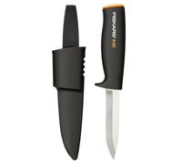 Fiskars Cuchillo universal para jardín y exteriores, Funda de plástico incluida, Longitud: 22,5 cm, Negro/Naranja, K40, 1001622